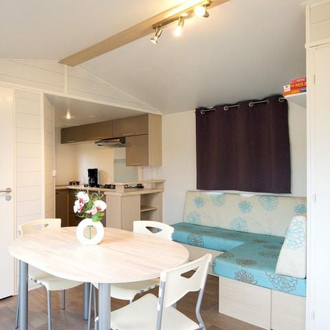 Mobilheim 5 Personen - STANDARD 29m² - 2 Schlafzimmer + überdachte Terrasse