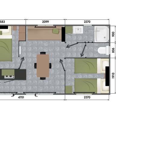 MOBILHOME 4 personas - COMODIDAD Mobil home 28m² 2 habitaciones con terraza cubierta