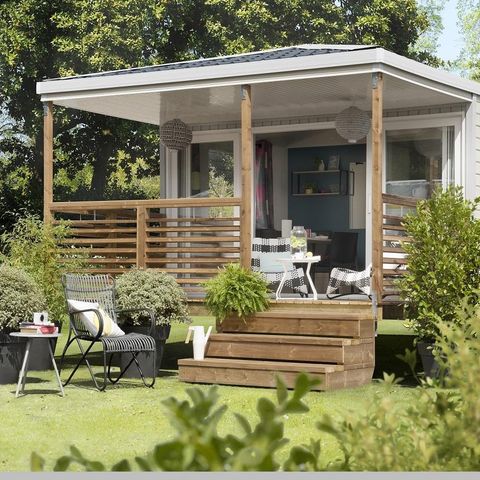 Stacaravan 4 personen - Stacaravan PREMIUM 26m² 2 kamers - geïntegreerd terras van 8m² + vaatwasser