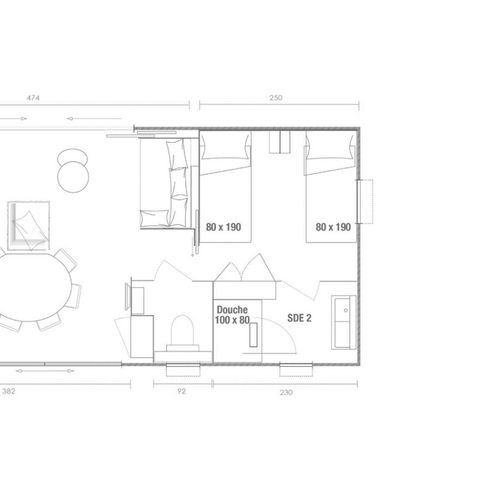 MOBILHOME 4 personnes - Cottage Tulipe 4 pers 2 Ch 2 Sdb Premium