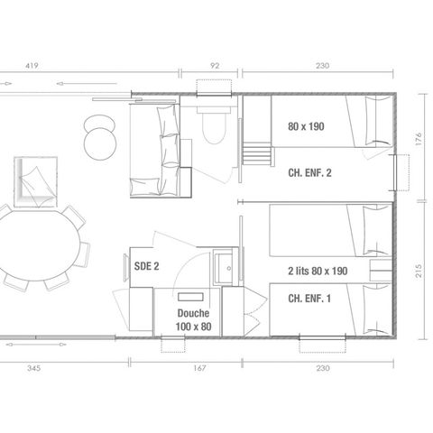 MOBILHOME 6 personnes - Cottage Lys 6 pers 3 Ch 2 Sdb Premium