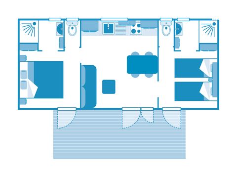 Stacaravan 4 personen - COTTAGE Cocoon 4p 2bed 2SdB klim PREMIUM