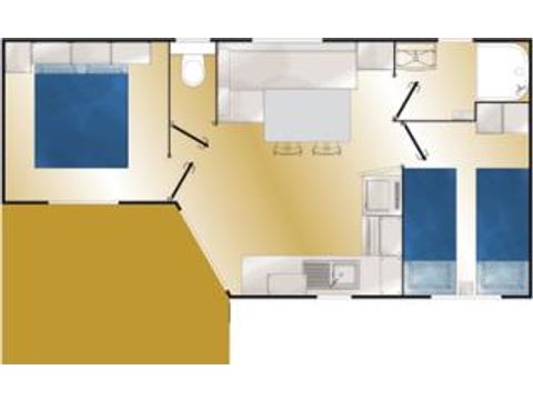 MOBILHOME 4 personnes - Confort 2 chambres - Terrasse semi - couverte