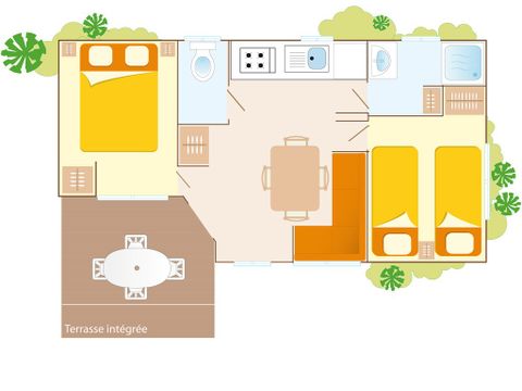 MOBILHOME 6 personas - Mobil-home | Confort | 2 Dormitorios | 4/6 Pers. | Terraza pequeña | Aire acondicionado