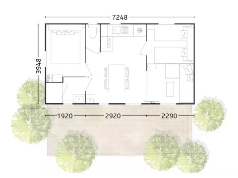 MOBILHOME 4 personas - Privilege 3 Habitaciones 4 Personas + TV