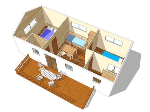 MOBILHOME 4 personas - Comfort XL | 2 Dormitorios | 4 Pers | Terraza elevada | Aire acondicionado