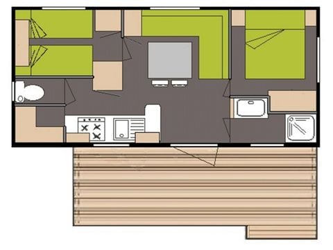 MOBILHOME 4 personas - Casa móvil clásica de 2 dormitorios para 4 personas, aire acondicionado