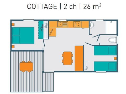 MOBILHOME 4 personas - COTTAGE PREMIUM 4 personas 2 Habitaciones