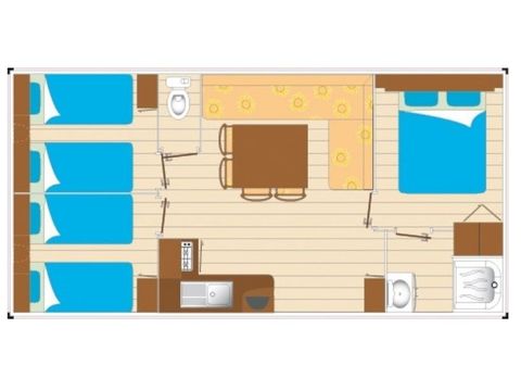 MOBILHOME 8 personas - Mh Ocio 8P 3CH 30m² Sat