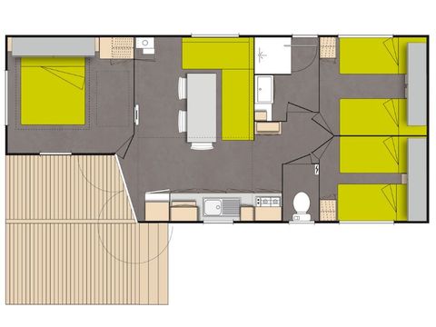 Stacaravan 6 personen - Comfort 8 personen 3 kamers 35m²