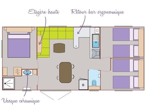 Stacaravan 6 personen - Standaard Relax 33m² - 3 kamers + Terras met Parasol