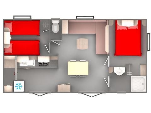 MOBILHOME 4 personas - Cocoon Standard 28m² - 2 habitaciones + Terraza con Parasol