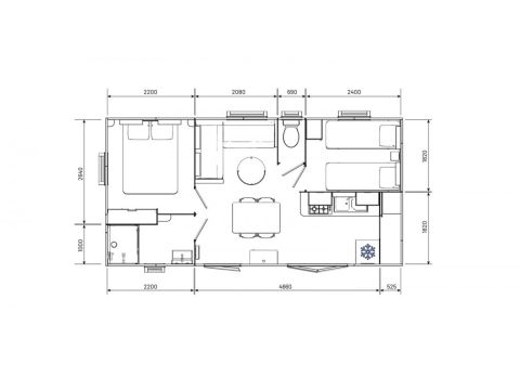 MOBILHEIM 4 Personen - Premium Loggia 33m² - Klimaanlage - TV