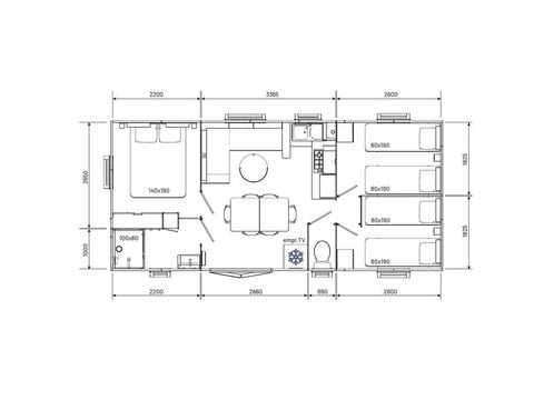 MOBILHOME 6 personnes - Mobil home Confort - 3 chambres