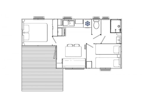 MOBILHOME 6 personnes - Mobil-home | Comfort | 2 Ch. | 4/6 Pers. | Terrasse surélevée | Clim.