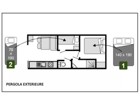 HÉBERGEMENT INSOLITE 4 personnes - Roulotte ESSENTIEL 3 Pièces 4 Personnes + TV