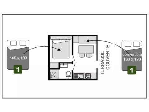 CASA MOBILE 4 persone - Casa mobile ESSENTIEL 2 Camere 2/4 Persone + TV