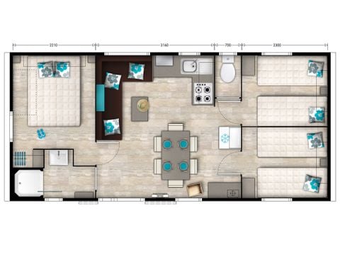 CASA MOBILE 6 persone - Premium | 3 Camere da letto | 6 Persone | Terrazza rialzata | Aria condizionata