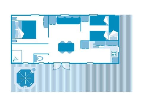 Stacaravan 5 personen - COTTAGE 5p 2bed PREMIUM JACUZZI