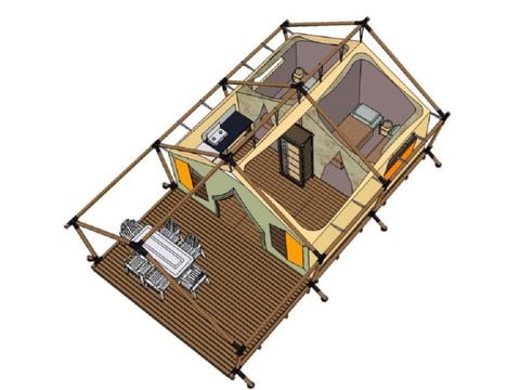 BUNGALOW TOILÉ 5 personnes - Massaï 2 chambres - sans sanitaire