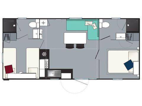 Mobilheim 6 Personen - Evasion+ 6 Personen 2 Schlafzimmer 2 Bäder 31m²