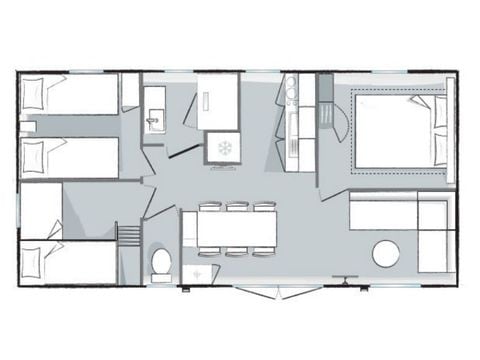 Stacaravan 6 personen - Mahana 6 personen 3 slaapkamers 32m².