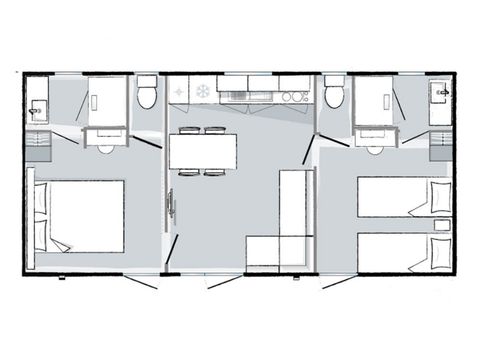 MOBILHOME 6 personas - Mahana 6 plazas 2 dormitorios 2 baños 33m² superficie habitable