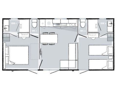 Mobilheim 6 Personen - Evasion+ 6 Personen 2 Schlafzimmer 2 Bad 33m²