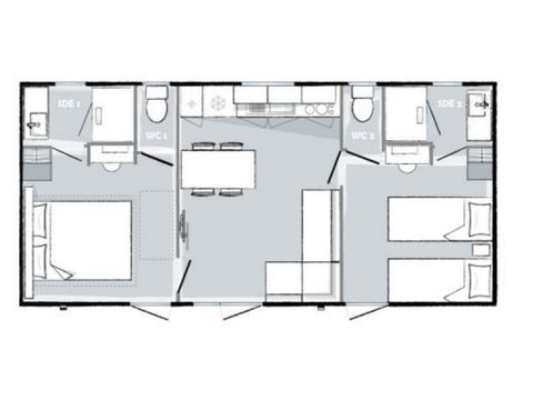 Mobilheim 6 Personen - Evasion+ 6 Personen 2 Schlafzimmer 2 Bad 33m²