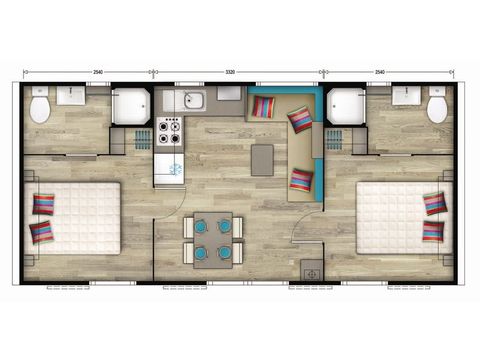 MOBILHEIM 4 Personen - Mobilheim | Premium | 2 Zi. | 4 Pers. | Erhöhte Terrasse | Klimaanlage | TV