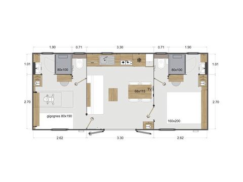 MOBILHOME 4 personas - MH Premium 2bed 4 pers con aire acondicionado