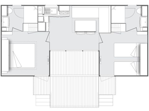 MOBILHOME 6 personnes - Confort 2 chambres + 2 salles de bain