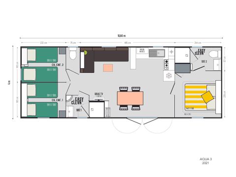 MOBILHEIM 6 Personen - OPPIDUM 3 Schlafzimmer klimatisiert