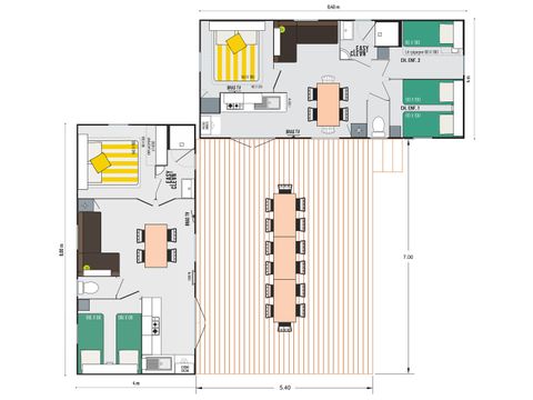 MOBILHEIM 11 Personen - TRIBU 5 Zimmer Klimatisiert max 11 Personen