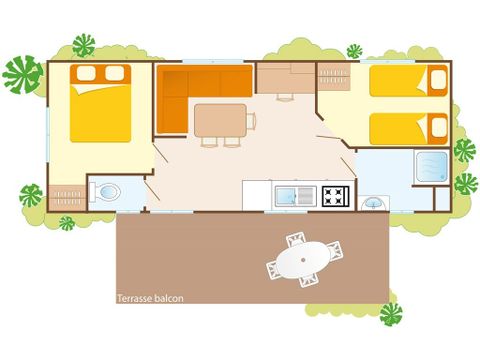 MOBILE HOME 6 people - Mobile-home | Comfort | 2 Bedrooms | 4/6 Pers. | Raised terrace | Air-con.