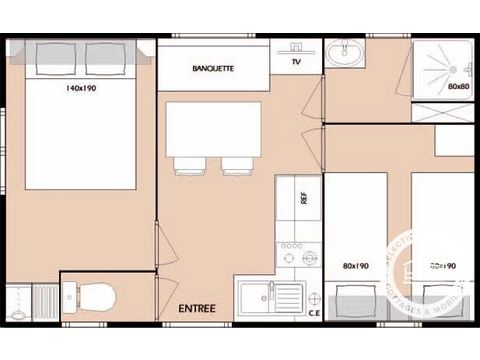 Stacaravan 4 personen - Vrije tijd 3 kamers 4 personen + TV