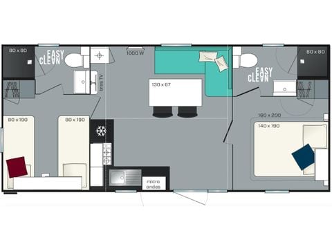 MOBILE HOME 5 people - Comfort XL 30.5 m² (30.5 sq ft)