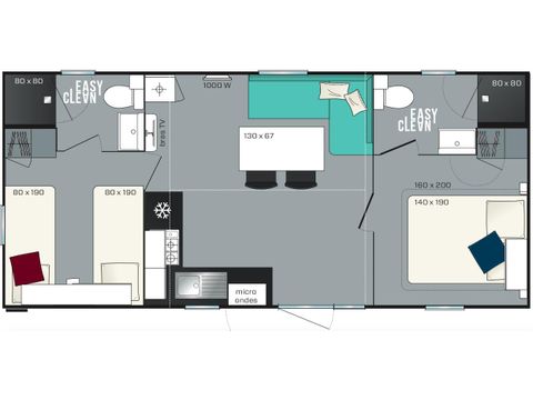 MOBILHEIM 5 Personen - Comfort XL 30,5 m²