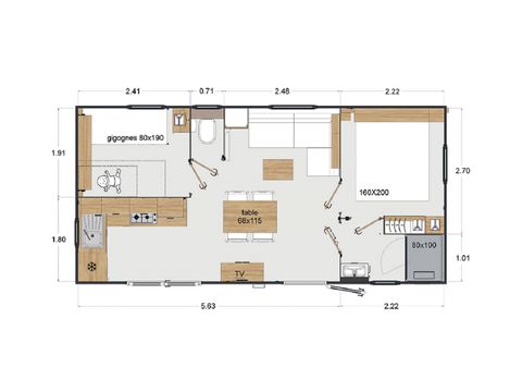 MOBILHOME 5 personnes - Privilège Loupiac - 2 ch - TV 4 personnes