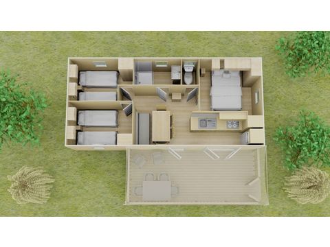 MOBILHOME 6 personnes - Classic | 3 Ch. | 6 Pers. | Terrasse surélevée | Clim.