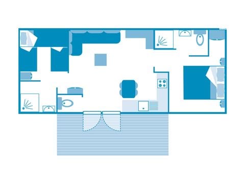 Stacaravan 5 personen - COTTAGE NEWTON 5p 2bed 2bad Clim PREMIUM