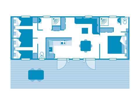 Mobilheim 6 Personen - COTTAGE CHEVERNY 6p 3ch 2SdB Clim PREMIUM