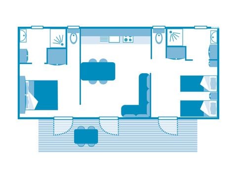 Mobilheim 4 Personen - COTTAGE CHEVERNY 4p 2ch 2SdB Clim PREMIUM