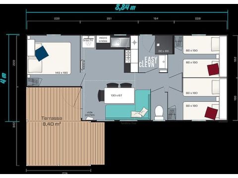 MOBILE HOME 8 people - MH3 Premium terrace, with sanitary facilities