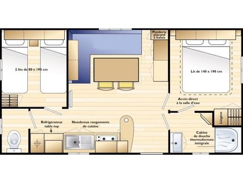 MOBILHOME 4 personnes - CLASSIQUE TERRASSE COUVERTE 27M²