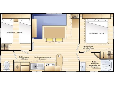 Stacaravan 4 personen - KLASSIEK OVERDEKT TERRAS 27M².