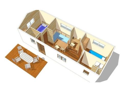 MOBILHEIM 4 Personen - Mobilheim | Comfort XL | 2 Zi. | 4 Pers. | Erhöhte Terrasse | Klimaanlage | TV