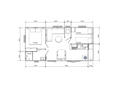 Stacaravan 6 personen - Comfort - 2 slaapkamers