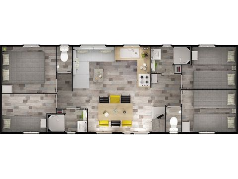 Stacaravan 6 personen - Paradis - Luxe 3 slaapkamers + 2 badkamers