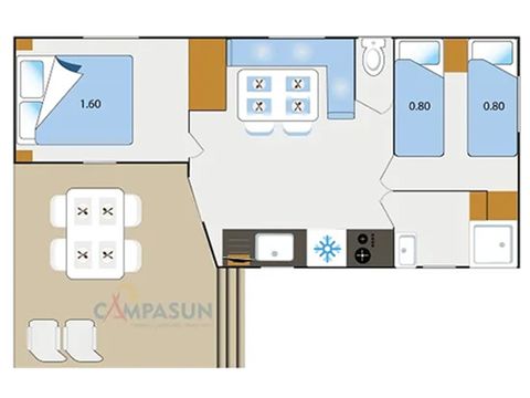 MOBILHEIM 4 Personen - Gordes - 28m² - 2 Schlafzimmer